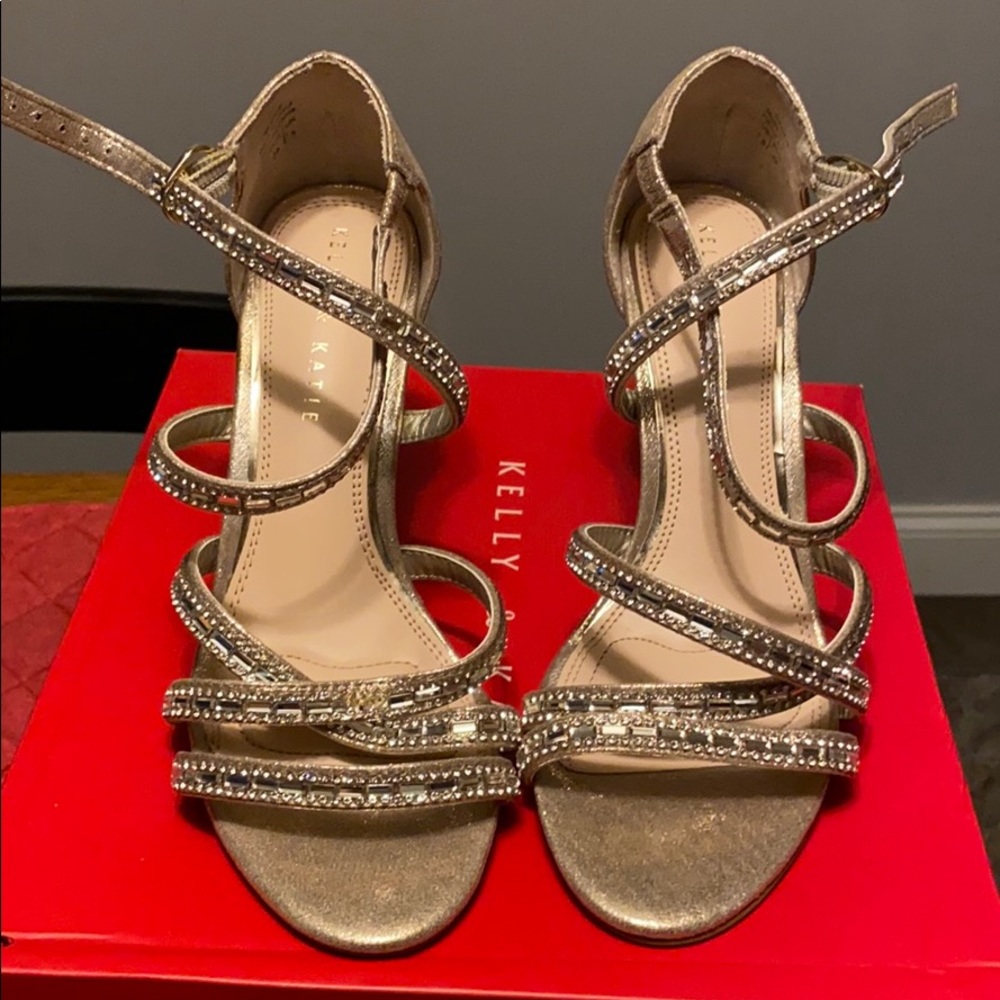Kelly & Katie gold strappy heels